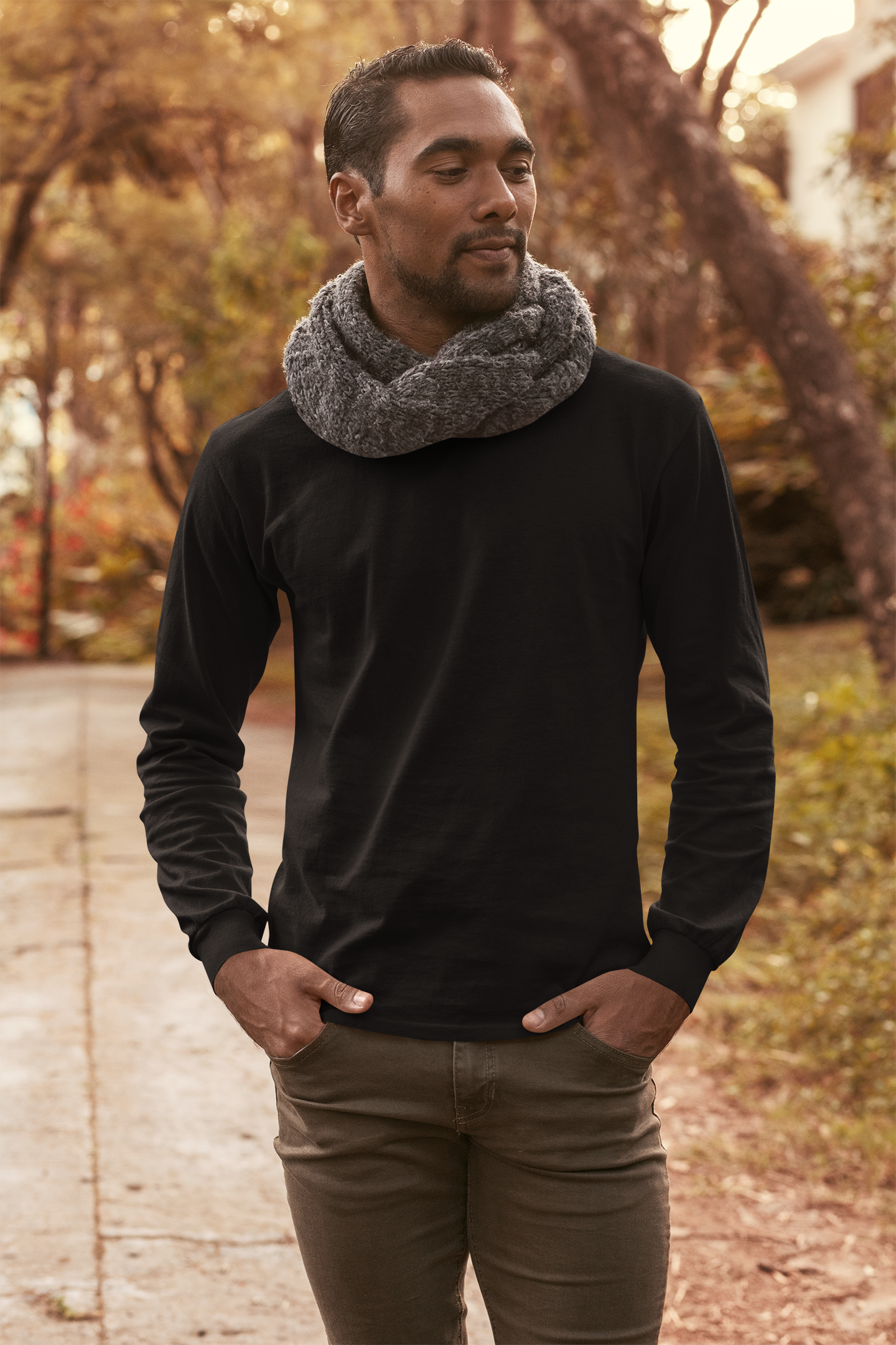 Men's Solid Full Sleeve Cotton T-Shirt – Winter Casuals – Slim Fit & Stylish | Black