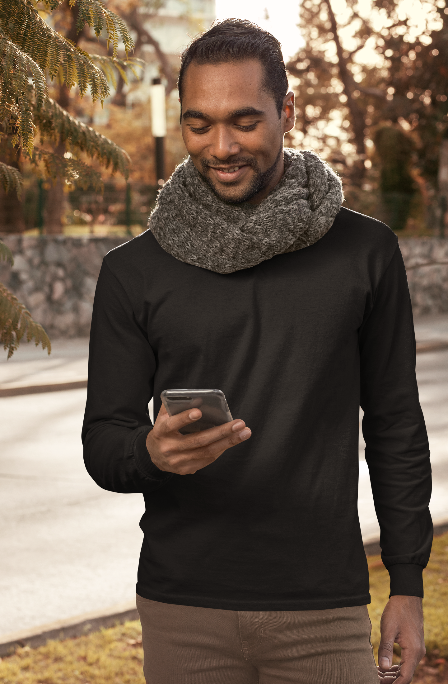 Men's  Solid Full Sleeve Cotton T-Shirt – Winter Casuals – Slim Fit & Stylish | Black