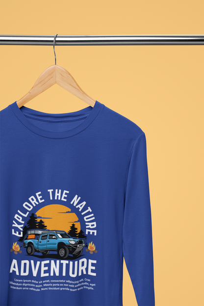 Explore the Nature Adventure Full Sleeve Cotton Blend T-Shirt – Full Sleeve Outdoor Graphic Tee